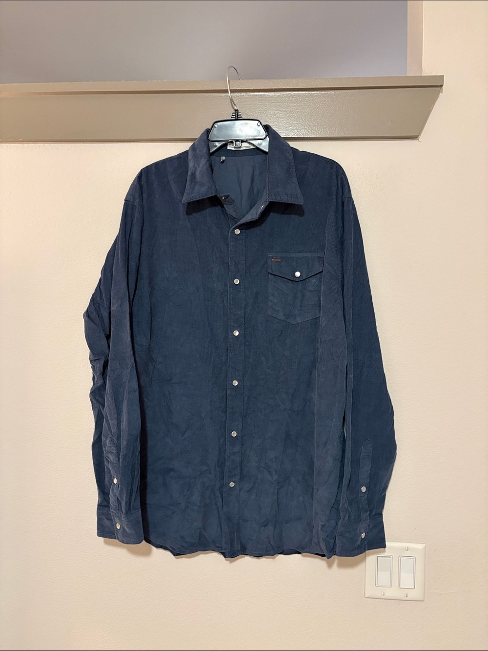 Criquet Men’s Corduroy Long Sleeve Pearl Snap Shirt in Blue SZ XXL NWOT